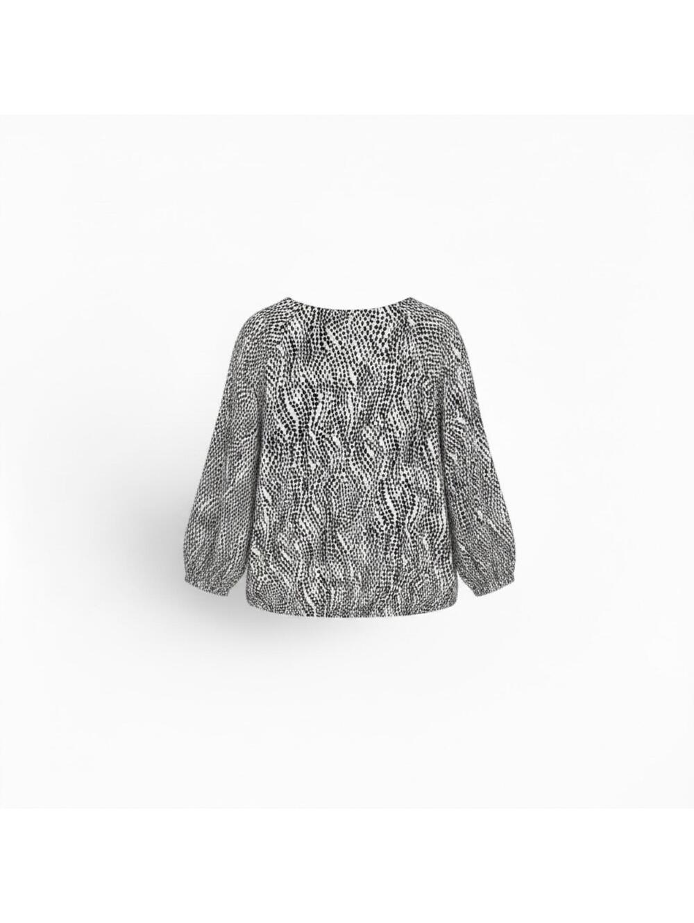 Simply Vera Vera Wang Black and White Patterned Raglan Blouson Top, Size Large - Picture 3 of 7